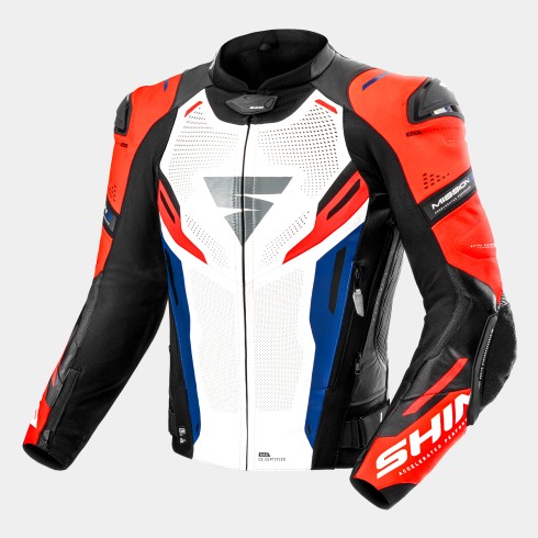 Geacă moto din piele SHIMA MISSION ST ALBASTRU/ALB/ROȘU