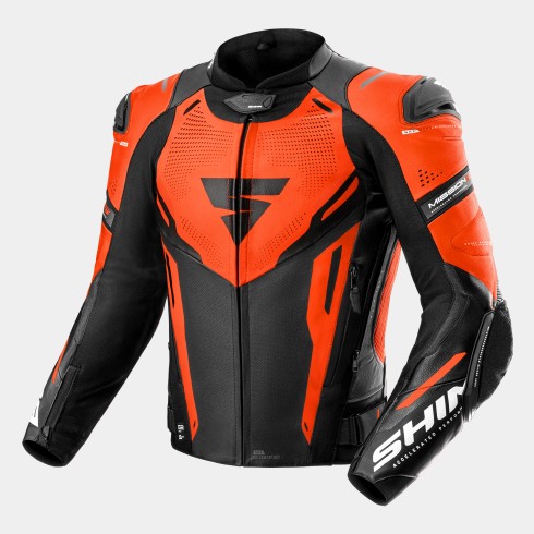 Geacă moto din piele SHIMA MISSION ST RED FLUO