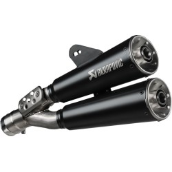 Tobă de eșapament slip-on line dual din oțel inoxidabil/negru/conductă de titan AKRAPOVIC S-B12SO25-HISSSBL Tobă de eșapament slip-on line dual din oțel inoxidabil/negru/conductă de titan AKRAPOVIC S-B12SO25-HISSSBL