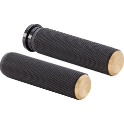 Mânere FUSION KNURLED THROTTLE BY WIRE BLACK BRASS ENDCAP ARLEN NESS 07-334