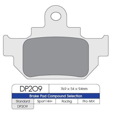 Plăcuță de frână standard sinterizată DP BRAKES DP209 Plăcuță de frână standard sinterizată DP BRAKES DP209