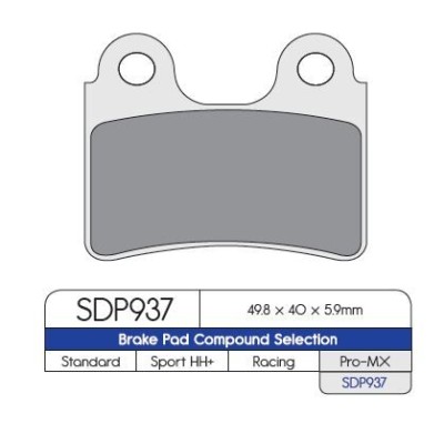 Plăcuțe de frână SDP PRO MX sinterizate DP BRAKES SDP937 Plăcuțe de frână SDP PRO MX sinterizate DP BRAKES SDP937