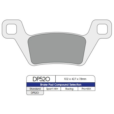 Plăcuță de frână DP sinterizată pentru înlocuire stradală, touring, off-road/ATV DP BRAKES DP520 Plăcuță de frână DP sinterizată pentru înlocuire stradală, touring, off-road/ATV DP BRAKES DP520