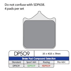Plăcuță de frână DP sinterizată pentru înlocuire stradală, touring, off-road/ATV DP BRAKES DP509 Plăcuță de frână DP sinterizată pentru înlocuire stradală, touring, off-road/ATV DP BRAKES DP509