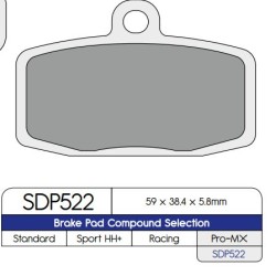 Plăcuță de frână DP sinterizată pentru înlocuire stradală touring off-road/ATV DP BRAKES DP552 Plăcuță de frână DP sinterizată pentru înlocuire stradală touring off-road/ATV DP BRAKES DP552