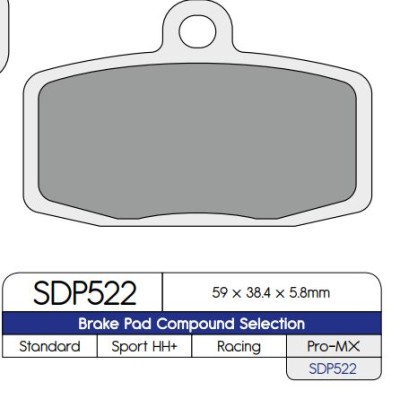 Plăcuță de frână DP sinterizată pentru înlocuire stradală touring off-road/ATV DP BRAKES DP552 Plăcuță de frână DP sinterizată pentru înlocuire stradală touring off-road/ATV DP BRAKES DP552