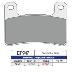 Plăcuță de frână DP sinterizată pentru înlocuire stradală, touring, off-road/ATV DP BRAKES DP947 Plăcuță de frână DP sinterizată pentru înlocuire stradală, touring, off-road/ATV DP BRAKES DP947