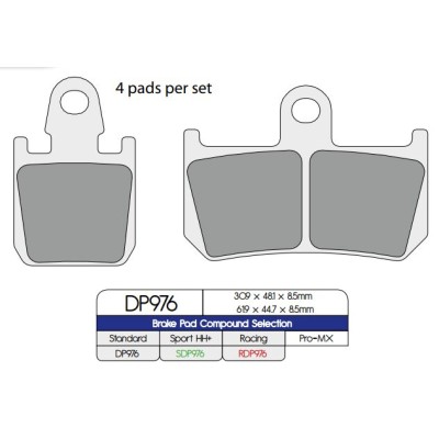Plăcuță de frână DP sinterizată pentru înlocuire stradală touring off-road/ATV DP BRAKES DP976 Plăcuță de frână DP sinterizată pentru înlocuire stradală touring off-road/ATV DP BRAKES DP976