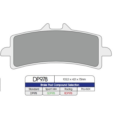 Plăcuță de frână DP sinterizată pentru înlocuire stradală, touring, off-road/ATV DP BRAKES DP978 Plăcuță de frână DP sinterizată pentru înlocuire stradală, touring, off-road/ATV DP BRAKES DP978