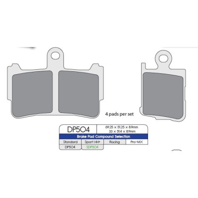 Plăcuță de frână SDP SPORT HH+ frecare ridicată pentru stradă DP BRAKES SDP504HH+ Plăcuță de frână SDP SPORT HH+ frecare ridicată pentru stradă DP BRAKES SDP504HH+