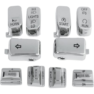 Capace pentru comutatoare cu control audio/cruise chrome DRAG SPECIALTIES H18-033700-C Capace pentru comutatoare cu control audio/cruise chrome DRAG SPECIALTIES H18-033700-C