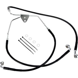 Linie de frână față din oțel inoxidabil cu acoperire din vinil negru DRAG SPECIALTIES 620085-BLK Linie de frână față din oțel inoxidabil cu acoperire din vinil negru DRAG SPECIALTIES 620085-BLK