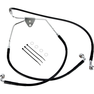 Linie de frână față din oțel inoxidabil cu acoperire din vinil negru DRAG SPECIALTIES 620085-BLK Linie de frână față din oțel inoxidabil cu acoperire din vinil negru DRAG SPECIALTIES 620085-BLK