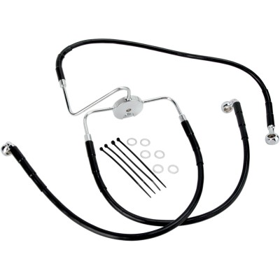 Linie de frână față din oțel inoxidabil cu acoperire din vinil negru DRAG SPECIALTIES 640116-BLK Linie de frână față din oțel inoxidabil cu acoperire din vinil negru DRAG SPECIALTIES 640116-BLK