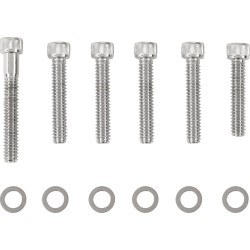 Set de șuruburi cromate pentru capacul axului cu came cu striații DRAG SPECIALTIES MK366 Set de șuruburi cromate pentru capacul axului cu came cu striații DRAG SPECIALTIES MK366
