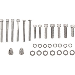 Set de șuruburi cromate cu striații pentru capacul transmisiei DRAG SPECIALTIES MK268 Set de șuruburi cromate cu striații pentru capacul transmisiei DRAG SPECIALTIES MK268