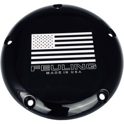 Capac derby cu steagul american 5 găuri negru pentru twin cam FEULING PARTS 9154 Capac derby cu steagul american 5 găuri negru pentru twin cam FEULING PARTS 9154