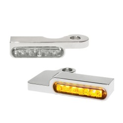 Semnalizatoare LED pentru montare pe ghidon chihlimbar/crom HEINZ BIKES HBTS-XL-13-C