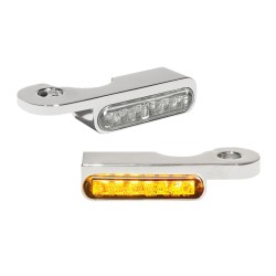 Semnalizatoare LED pentru montare pe ghidon chihlimbar/crom HEINZ BIKES HBTS-FL-14-C