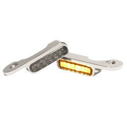 Semnalizatoare LED pentru montare pe ghidon chihlimbar/crom HEINZ BIKES HBTS-FLH-HC-C