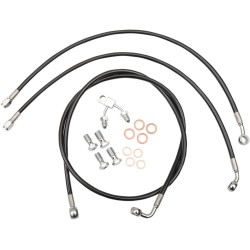 Furtun de frână cu înveliș de vinil negru și împletitură din oțel inoxidabil pentru ghidoane ape hangers de 12 Furtun de frână cu înveliș de vinil negru și împletitură din oțel inoxidabil pentru ghidoane ape hangers de 12