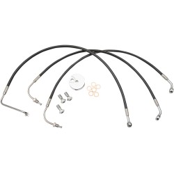 Furtun de frână cu înveliș din vinil negru și împletitură din oțel inoxidabil pentru ghidoane ape hangers de 12 Furtun de frână cu înveliș din vinil negru și împletitură din oțel inoxidabil pentru ghidoane ape hangers de 12