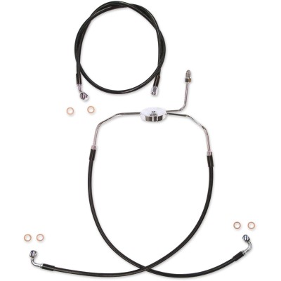 Set furtunuri de frână dual disc non-ABS E-Z align XR black pearl braided 19 Set furtunuri de frână dual disc non-ABS E-Z align XR black pearl braided 19