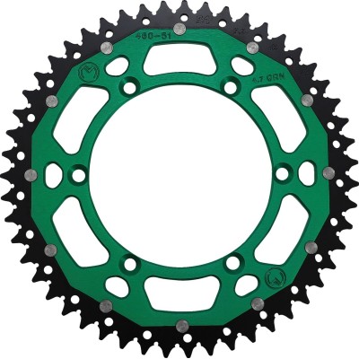 Pinion spate / 51 dinți / pas 520 / verde/natural / aluminiu/oțel MOOSE RACING 1210-460-51-15X