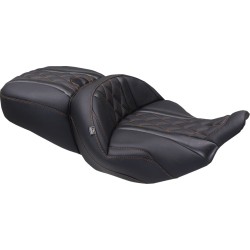 Șa super touring DLX one piece cu ață portocalie MUSTANG SEATS 89411MO