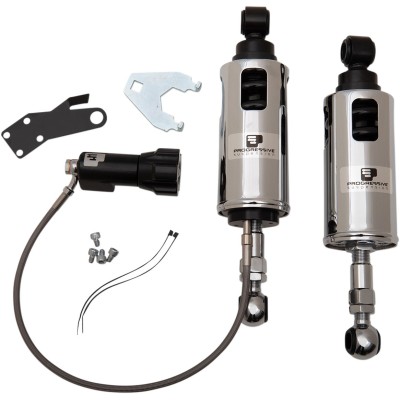 Amortizoare PROGRESSIVE SUSPENSION seria 422 heavy duty cu reglare de preîncărcare la distanță crom PROGRESSIVE SUSPENSION 422-4101C