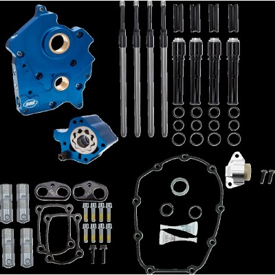 Set pentru cutie de distribuție fără arbori de distribuție pentru transmisie cu lanț răcire cu ulei negru PR M8 17-23 S&S CYCLE 310-1262A