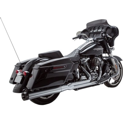 Sistem de evacuare 2-1 SIDEWINDER din oțel inoxidabil crom cu capace negre S&S CYCLE 550-0728
