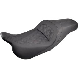 Șa 2-up slim frontrear leathersaddlehydesaddlegel negru SADDLEMEN 808-07B-162