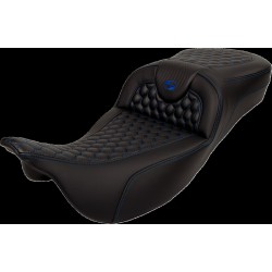 Șa RoadSofa - Honeycomb - cusătură albastră - fără spătar SADDLEMEN 808-07B-19001