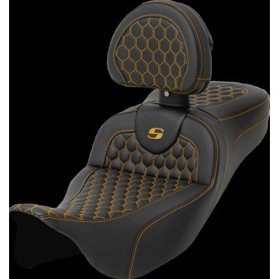 Șa RoadSofa - Honeycomb - cusătură aurie - cu spătar SADDLEMEN 808-07B-190B7 Șa RoadSofa - Honeycomb - cusătură aurie - cu spătar SADDLEMEN 808-07B-190B7