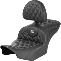 Șa RoadSofa - cu spătar - carbon - cusătură argintie SADDLEMEN 823-07-206B5