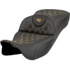 Șa Roadsofa - cusătură cu grilaj - cusătură aurie - rază extinsă - fără spătar SADDLEMEN 808-07B-18407
