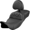 Șa Roadsofa Extended Reach - Dragon Scale Stitch - cusătură neagră - cu spătar SADDLEMEN 808-07B-209B0