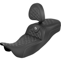 Șa RoadSofa Tri Gripper - rază standardă - cusătură albă - cu spătar SADDLEMEN 808-07B-211B6 Șa RoadSofa Tri Gripper - rază standardă - cusătură albă - cu spătar SADDLEMEN 808-07B-211B6