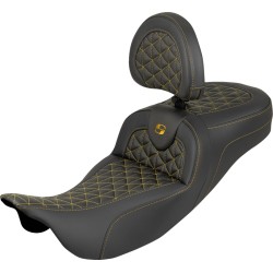 Șa RoadSofa Tri Gripper - rază standard - cusătură aurie - fără spătar SADDLEMEN 808-07B-211B7 Șa RoadSofa Tri Gripper - rază standard - cusătură aurie - fără spătar SADDLEMEN 808-07B-211B7