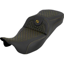 Șa cu rază extinsă RoadSofa - Dragon Scale - fără spătar - cusătură aurie - FLH/FLT '08-'25 SADDLEMEN 808-07B-20907