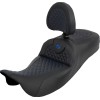 Șa cu rază extinsă Roadsofa - Dragon Scale - cusătură albastră - cu spătar - FLH/FLT '08-'25 SADDLEMEN 808-07B-209B1