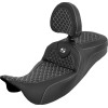 Șa extinsă Roadsofa - Dragon Scale - cusătură albă - cu spătar - FLH/FLT '08-'25 SADDLEMEN 808-07B-209B6