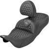 Șa RoadSofa - Honeycomb - cusături argintii - cu spătar - rază extinsă - FLH/FLT '08-'24 SADDLEMEN 808-07B-190B5