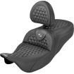 Șa RoadSofa - Honeycomb - cusături argintii - cu spătar - rază extinsă - FLH/FLT '08-'24 SADDLEMEN 808-07B-190B5 thumb